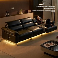 Canapé-lit |   Canapé 3 places de salon au design minimaliste italien, électrique, multifonctionnel, avec support télescopique suspendu de style mi-siècle en bois