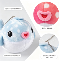 Porte-clés en peluche poisson-bouffant mignon, doux, motif pois blancs, bouche en forme de cœur, pendentif pour sac à dos, cadeau