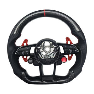 Accessoires intérieurs de voiture neufs en cuir fibre de carbone avec bouton de démarrage, volant compatible avec Audi R8 - Product Image 1