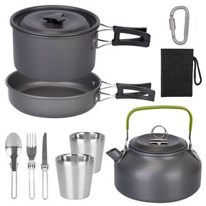 Juego de utensilios de cocina para exteriores Db de 12 piezas, ollas y sartenes de aluminio para acampar con taza, tenedor, cuchara y cuchillo para senderismo y picnic. - Product Image 1