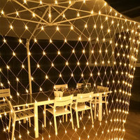 Guirnalda de Luces LED de Malla Plástica, Blanco Cálido, IP44, Impermeable, con Control Remoto para Exteriores, para Decoración de Jardín, Árbol, Navidad