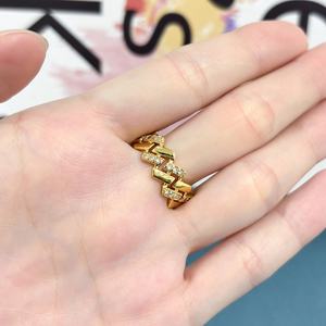 Jxx <b>Fashion</b> 24K Gold-Plated Zircon Women's Wedding Ring Adjustable Brass Jewelry for Engagement & Party - Product Image 5