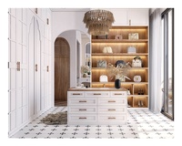 Armoire de rangement en verre de conception européenne, système de rangement personnalisé, armoire de chambre à coucher en bois