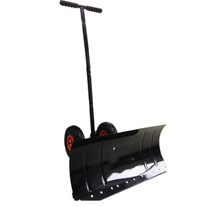 Pelle à neige à roues avec lame en métal orange/noir de 740 mm et poussoir à neige épaissi pour le déneigement - Product Image 3