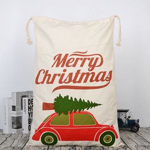Sac de Noël en gros 2026, vente chaude, haute qualité, 100 % coton, personnalisé, avec cordon de serrage, sac du Père Noël, décoration de Noël - Product Image 2