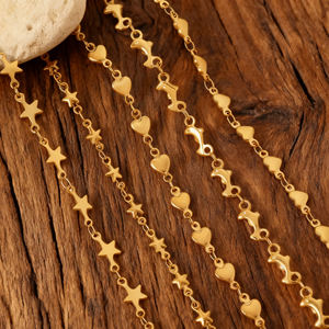 Cadena de Acero Inoxidable para Mujer, Resistente al Deslustre y al Agua, para Fabricación de Joyería, Estilo DIY, Múltiples Estilos, Chapado en Oro PVD, <span class=keywords><strong>Collar</strong></span> de Cadena de Estrellas - Product Image 2
