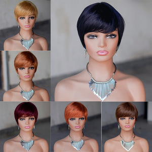 Perruque Courte Pixie Cut en Cheveux Humains Brésiliens 9A pour Femmes, Style Bob avec <span class=keywords><strong>Frange</strong></span> et Couches, Entièrement Faite à la Machine - Product Image 2