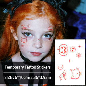 Autocollants de tatouage temporaire colorés pour Halloween Tatouages mignons imperméables adaptés au visage et aux bras - Product Image 3