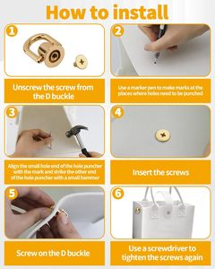 Anneaux en D pour la fabrication de sacs avec outil de perforation, quincaillerie rotative pour sangles de sac, accessoires pour la fabrication de sacs, artisanat du cuir, ceintures DIY - Product Image 3