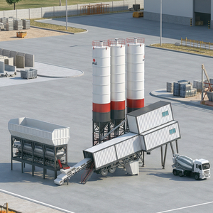 Pacific Voll automatische China Günstige 150 m3/<span class=keywords><strong>h</strong></span> Kleine tragbare Beton mischa nlage Ready Mix Mobile Beton mischa nlage - Product Image 5