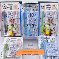 Set de Papelería con Diseño de Fútbol, Modelo SYC-5051342, con Cuaderno A7, Bolígrafo, Grapadora, Cinta Adhesiva y Tijeras, Edición Mundial 2026