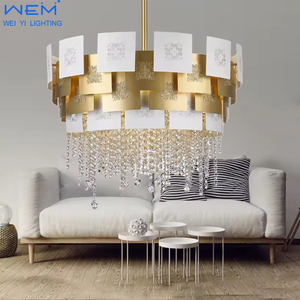 <span class=keywords><strong>2025</strong></span> thiết kế mới Mặt dây đèn trần sắt khung với hội trường đèn chùm đèn vàng trắng Màu Đèn Chùm Pha Lê - Product Image 2