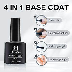 ICE <span class=keywords><strong>NOVA</strong></span> 4 en 1 Capa Base, Adhesivo para Diamantes de Uñas, Refuerzo y Adhesivo para Puntas de Uñas, Esmalte en Gel Removible de 10ml Sin HEMA - Product Image 3