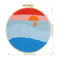 Kit de démarrage pour broderie Punch Needle - Kit d'artisanat DIY pour débutants et adultes - Broderie Punch Needle 'Lève-soleil sur la mer' - Cadeau d'artisanat DIY