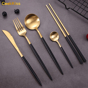 Luxe écologique retour à l'école en acier inoxydable mat noir et or ensembles de <span class=keywords><strong>couverts</strong></span> couteaux fourchettes cuillères <span class=keywords><strong>couverts</strong></span> - Product Image 3
