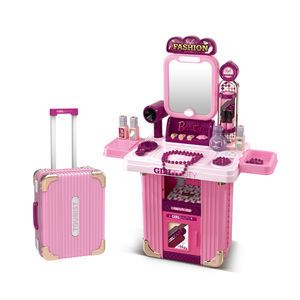 2 in 1 Pretend Play Hair Salon Toy <strong>Kit</strong> With Lights Mirror Makeup Toy for Girls Plastic Luggage - Product Image 1