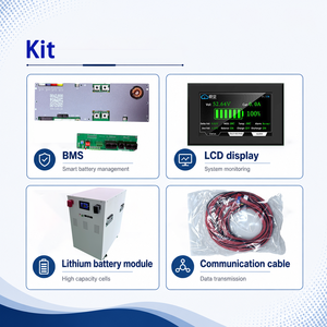 Kit de boîtier de batterie DIY 51.2V 300Ah (314Ah) LiFePO4 avec BMS 200A, affichage LCD et disjoncteur DC - Product Image 5