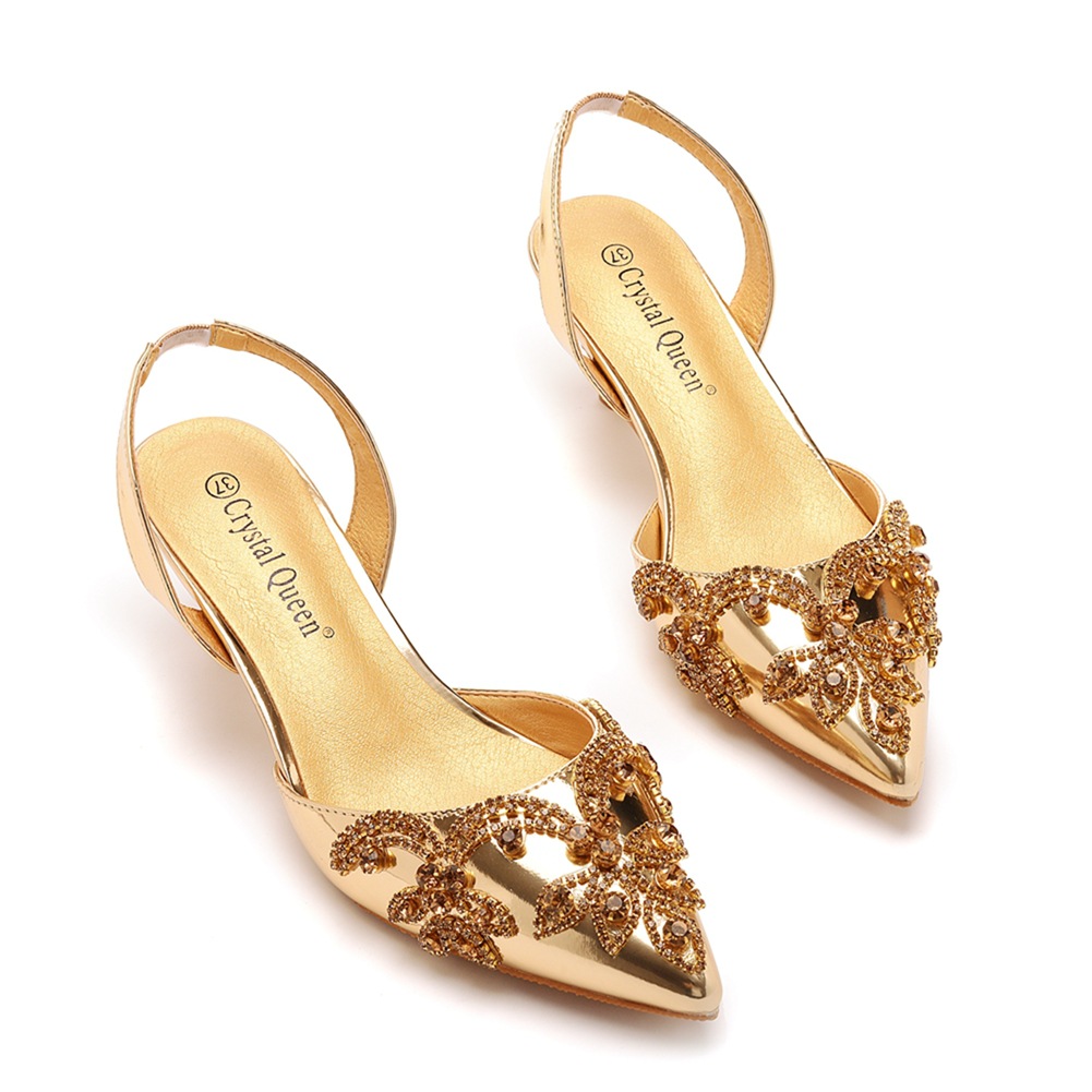Gold Beading Bridal Heels with Convertible Straps - Size 38 OEM, image size:1001x1001
