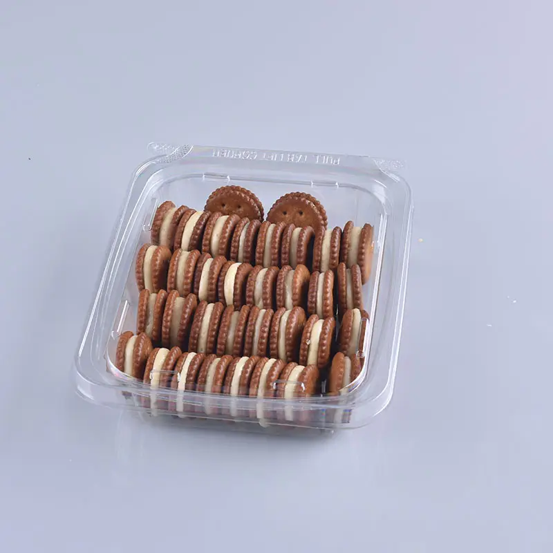 Custom Biscuit Food Container Transparante Container Humeur Evident Plastic Koekjesdoos Met Doorzichtig Deksel