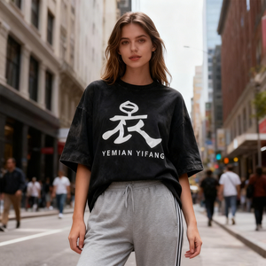 Biểu Tượng Tùy Chỉnh 100% Cotton Áo Thun Heavyweight Đồ Họa Đồng Bằng Tùy Chỉnh Người Đàn Ông Cổ Điển Quá Khổ Axit Rửa T Áo Sơ Mi - Product Image 4