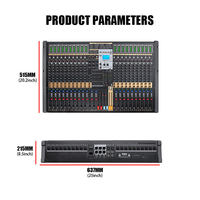 Console de mixage professionnelle TFB-24 24 canaux pour l'enregistrement, mixeur audio avec 99 effets DSP, alimentation fantôme 48V, USB/BT
