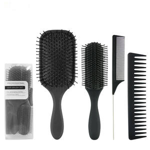 Hair <span class=keywords><strong>Grooming</strong></span> Ferramentas de estilo de cabelo dos homens 4Pcs Professional Salon Barber Plastic Black Hair Comb e Brush Set para homens - Product Image 2