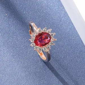 Adjustable Fashion Silver Jewelry Wholesale S925 Silver Ring Synthetic Red Corundum Zircon Ring For Women