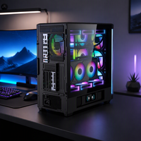 Boîtier d'ordinateur ATX Mid Tower noir avec verre trempé, châssis PC gaming à haut débit d'air TDB1201