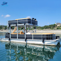 Allhouse Nouveau fourni Loisirs Relaxation Commercial Famille BBQ Fête de pêche Bateau ponton Double pont avec moteur et remorque