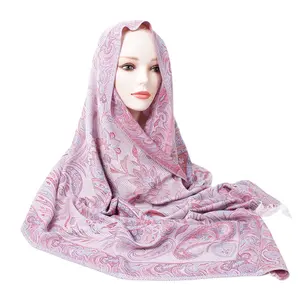 Wholesale Hot Sale Hand Feeling Soft Scarf Jacquard Viscose Scarves with Tassel