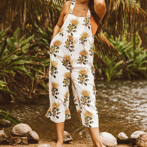 Combinaison ample à cordon de serrage, imprimé plage, design de haute qualité, en rayonne douce personnalisée, style Aloha - Product Image 1