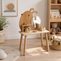 Table escargot en bois Chuangjin 94 cm, bureau d'activités Montessori avec miroir et étagère pour maternelle et crèche, vente en gros