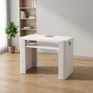 Table de manucure moderne simple en marbre noir et blanc, poste de travail pour technicienne ongulaire, pour salon de manucure - Product Image 4