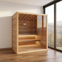 Sauna Interior Eléctrica Moderna de Lujo, Madera de Hemlock, Panel de Control Computarizado, Vapor para 2-6 Personas, 220V, Cabina de Relajación para Villa