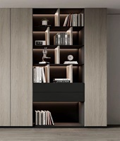 Étagère intégrée de style grille moderne, bibliothèque de salon blanche personnalisée