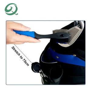 Vente en gros de votre logo personnalisé brosse de nettoyage de club de golf brosse d'outils de club de golf avec fermeture éclair rétractable et <span class=keywords><strong>mousqueton</strong></span> en aluminium - Product Image 6