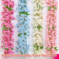 Fleurs artificielles en soie de jasmin d'hiver et de cerisier pour la décoration du salon, pour enrouler les tuyaux de climatisation et les conduites d'eau