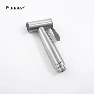 PINEBAY Neue Wandmontage Luxus-Badezimmer gebürsteter praktischer Toiletten-Bidet-Sprüher 304 Edelstahl Muslimischer Shattaf-Set mit Schlauch