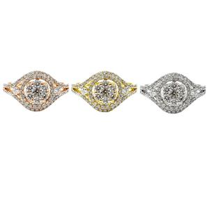 Nouveauté Design maigre à la mode de haute qualité 18 carats or rose bijoux en diamant véritable bague ronde en grappe pour femme cadeau - Product Image 4