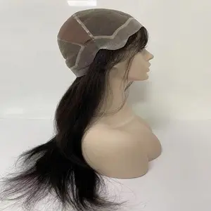 Stock parrucche piene del merletto PU intorno a capelli umani remy vergini pezzi di capelli delle donne NPU intorno alla fabbrica di parrucche piene trasparenti del merletto