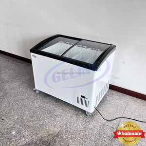 Congelador <span class=keywords><strong>Horizontal</strong></span> de Doble Puerta con Vidrio Curvo para Supermercado, Almacenamiento de Helados, Refrigerador Personalizable de Fábrica - Product Image 2