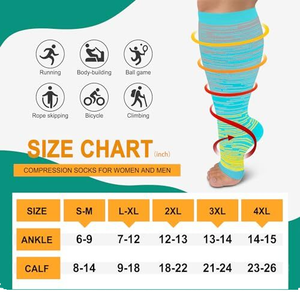 <span class=keywords><strong>Chaussettes</strong></span> de compression à rayures dégradées à bout ouvert, manchons de compression graduée unisexe pour la récupération sportive, soutien des jambes anti-fatigue personnalisé - Product Image 4
