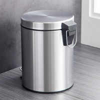 Poubelle de salle de bain pour hôtel EASTON, 5L, en acier inoxydable, avec pédale et seau intérieur en plastique