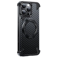 New Design Non-Slip Sides Blackwoven Carbon Fiber With Ring Holder 360 Degree Rotating Phone Holder for IPhone 16 Pro Max