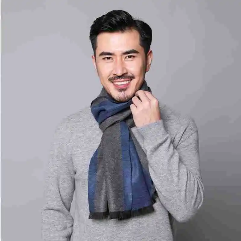 custom Luxury Scarves Shawls Knitted Imitation Cashmere Men's Winter Scarf