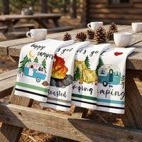 Lot de serviettes de cuisine jetables pour le camping, 4 couleurs unies, Happy Camper, pour le feu de camp et la tente, séchage rapide, microfibre écologique