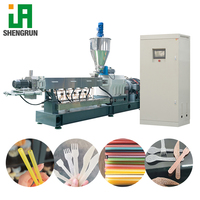 Ligne de production complète de machine industrielle d'extrusion automatique à double vis pour la fabrication de paille de riz avec contrôle PLC