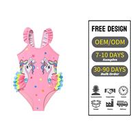 Maillot de bain une pièce imprimé en polyester pour bébés et tout-petits, avec bretelles, haute élasticité, séchage rapide, motifs licorne et étoile