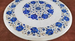 Table en marbre poli classique de qualité supérieure, fabriquée à la main, avec motif floral, taille personnalisée pour les restaurants de luxe - Product Image 3