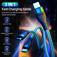 Cable de Carga Rápida 3 en 1 de 1.2M 2M con Trenzado de Nailon, Tipo C, PD QC, para Múltiples Dispositivos, 100w, Venta al Por Mayor de Fábrica OEM